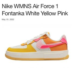 Nike WMNS Air Force 1 Fontanka White Yellow Pink Size 9